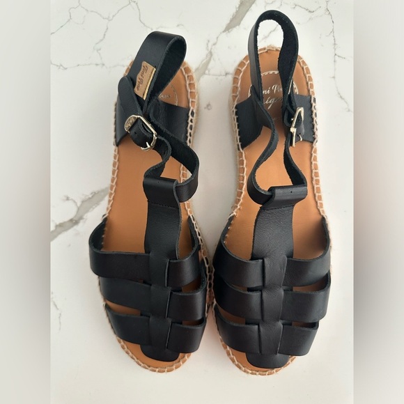 Toni Pons Women's Emma Espadrille Wedge Sandal 38, Black Leather - Picture 8 of 8